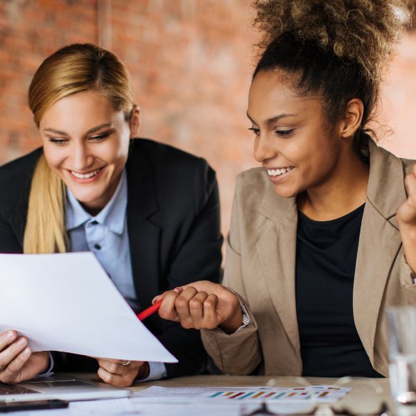 Two professional women in office
